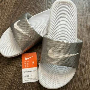 Silver Metallic Nike Slides